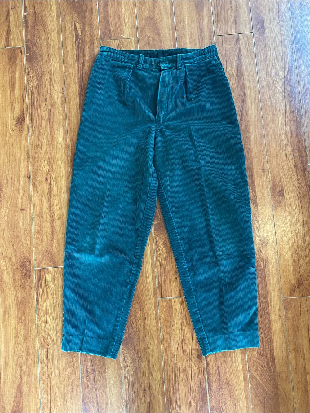 Vintage Forest Green Corduroy pleated Trousers - Picture 1 of 9